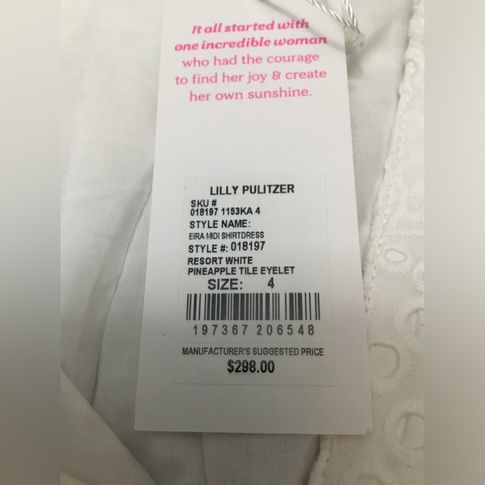 Lilly Pulitzer White Eyelet Button-Front Long Sleeve Dress - Picture 7 of 16